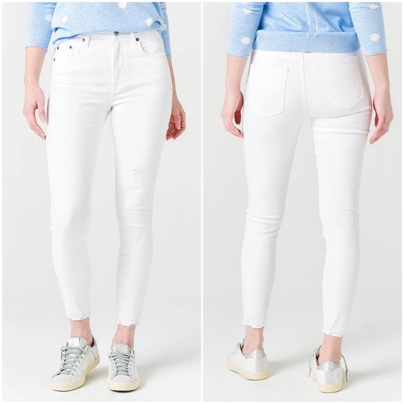 NWT PISTOLA High Rise Stretch Denim Ankle Cropped Raw Fray Hem Skinny Jeans 26 - Picture 2 of 4